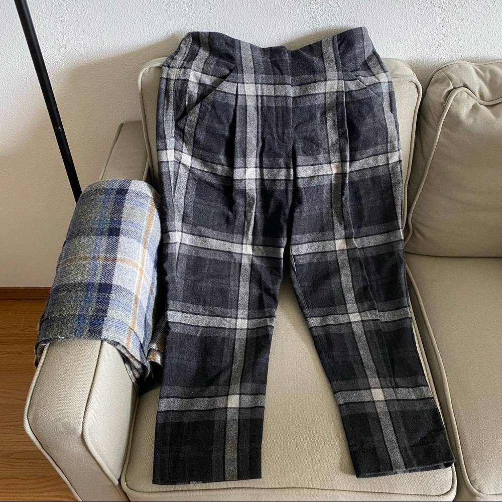 Aritzia Wilfred wool chambery check pant